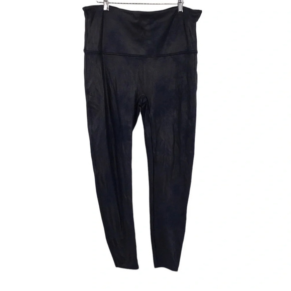 Spanx Leggings Womens 3X‎ Blue Faux Leather Ready To Wow Pull On High Waist - Picture 1 of 14